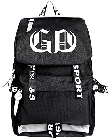 Minshimly Unisex Kpop Bigbang Fanmade Canvas Backpack Shoulder School Bag (GD BLACK)