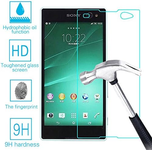 Sony Xperia C3 Tempered Glass Screen Protector Guard,Bubble-free Anti-Scratch Ultra Clear 9H Premium Tempered Glass 0.26mm HD Screen Protector Film for Sony Xperia C3