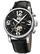 Perigaum Mens Stainless Black Dial Big Date and Open Heart Watch
