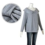 (ニッセン) nissen 【 マタニティ 授乳服 産前 産後 】 ケープ風 リボン付 ニット風 プルオーバー 授乳機能付き グレー杢 産後LL