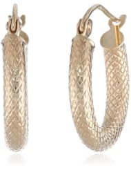 14k Yellow Gold 3mm Checkered Hoop Earrings