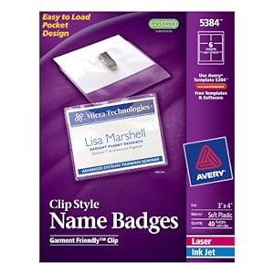 Avery Top Loading Insertable 3 x 4 Inch White Name Badges ...