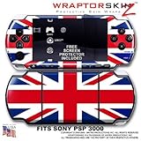 Union Jack 02 WraptorSkinz Skin and Screen Protector Kit fits Sony PSP 3000 ....