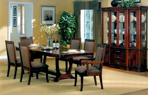 7PC Beautiful Traditional Dining Set In Brown Cherry Finish.