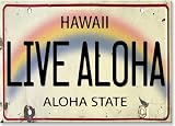 Live Aloha License Plate - Hawaiian Art Collectible Refrigerator Magnet