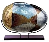Cressida Glassware Winter Reflection Series 19-Inch by 15-Inch Egg Fused-Glass Vase with Metal Stand, Oval