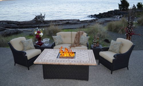 Outdoor Innovations Estrada 6-Piece All Weather Wicker Fire-Conversation Furniture Set On Sale