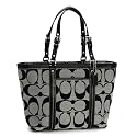 Coach Signature 13097 East West Gallery Handbag Purse Authentic Tag black white