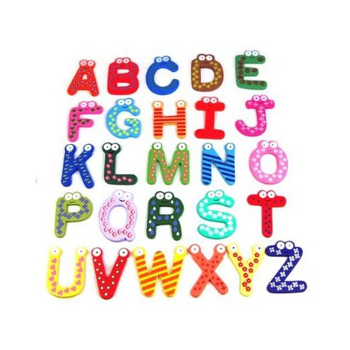 SODIAL Funky Fun Colorful Magnetic Letters A-Z Wooden Fridge Magnets Kid toys Education