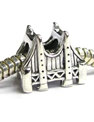 Authentic Nagara Sterling Silver 3-d San Fransico Golden Gate Bridge Bead for Pandora Troll European Charm Bracelets