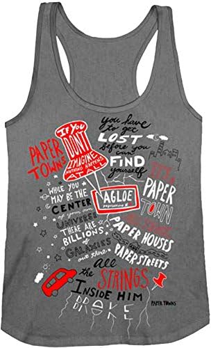 Paper Towns - Doodle Drawings Juniors Racerback Tank Top (Large, Dark Grey)