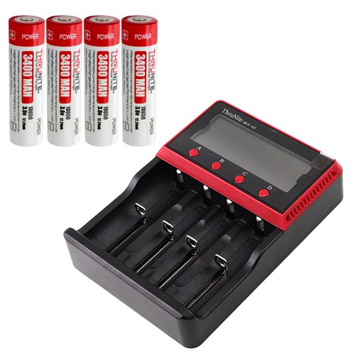 ThruNite Package Deal: ThruNite MCC-4S Universal Charger + ThruNite 3400mAh 18650 lithium Batteries (MCC-4S*1pcs + 18650-3400mah*4pcs)