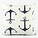 Chloe & Olive Wonders of The Seas Blue Collection Sea Horse and Anchors Square Decorative Pillow Cover, 18-Inch, Blue