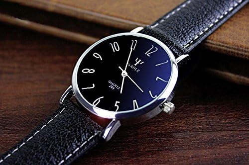 New Hot Sale Luxury Mens Business Leather Blue Ray Glass Quartz Analog Watches