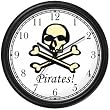 Pirate Skull & Crossbones - Pirate Theme Wall Clock by WatchBuddy Timepieces (Hunter Green Frame)
