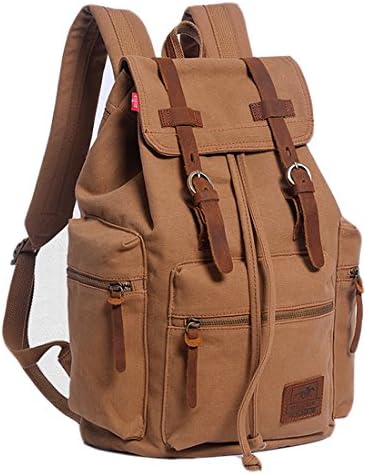 Brilliant Shop Teenager Girls Boys Casual Daypack Canvas Leather Travel Hiking Backpacks Campus School College Bookbag Shoulder Bag Tablet Backpack --Naturals