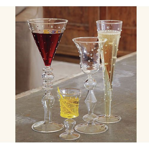 Dotted Venetian-Style Red Wine Glasses
