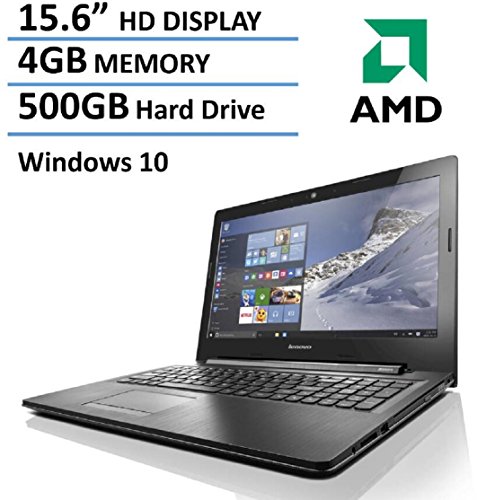 2016 New Edition Lenovo 15.6-inch Premium Laptop, AMD Dual-Core Processor, 4GB Memory, 500GB Hard Drive, HD LED Backlit Display (1366 x 768), DVD Burner, HDMI, VGA, Bluetooth, Webcam, Windows 10