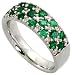 14k White Gold Ring 1/4 (7mm) wide, w/ 0.24 Carat Round Brilliant Diamonds & 1.0 Carat Round Cut Emerald Stones