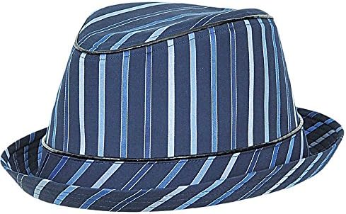 Blue and White Striped porkpie hat SIZE:2X