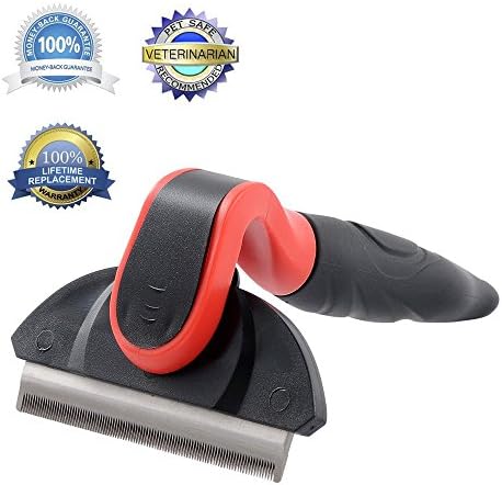 Pet Deshedding Tool &amp; Grooming Brush Remover for Dogs Cats with Long or Short Hair Reduces Shedding in Minutes Lifetime Guarantee