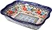 Polish Pottery Ceramika Boleslawiec, 1208/238, Fala Baker Small, 7 3/4 by 6 1/8 Inches - 3 Cups, Royal Blue Patterns with Red Cornflower and Blue Butterflies Motif
