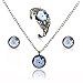 LUREME Time Gem Series Disc Charm Stud Earrings Hollow Flower Open Bangle Bracelet and Pendant Necklace Jewelry Sets for Women and Girls (09000441) (White Wolf)