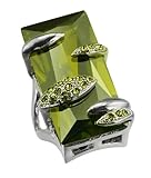 Large Exciting Rectangle Green Peridot Ring Size 7