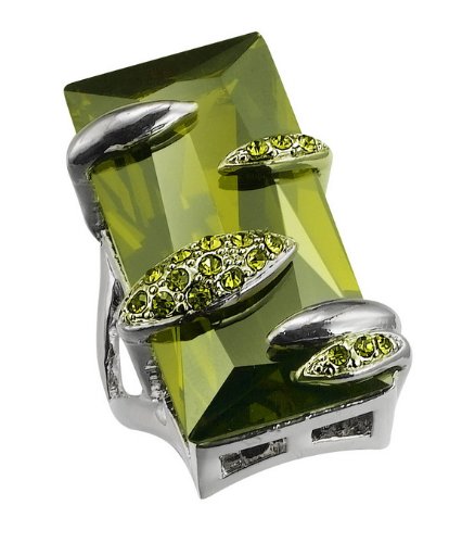 Large Exciting Rectangle Green Peridot Ring Size 7