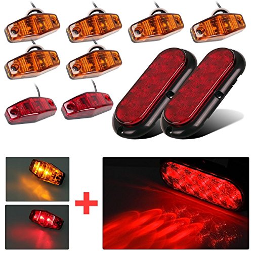 Partsam 6″ Stop Turn Brake Tail Light , Led Marker Light , Flange Mount ,Sealed 12V, Kit