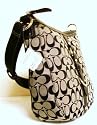 Coach Chelsea Black White Signature Duffle Zip Shoulder Handbag 14446