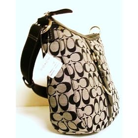 Coach Chelsea Black White Signature Duffle Zip Shoulder Handbag 14446