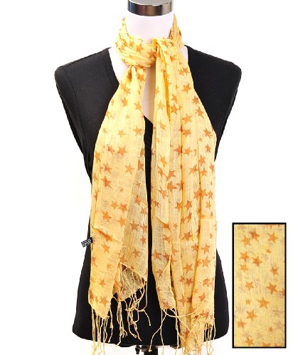 Spring Stars Multi Color Viscose Scarf , Yellow