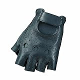 Mossi Black Large Premium Leather Fingerless Gloves