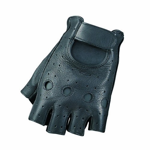 Mossi Premium Leather Fingerless Gloves (Black, Medium)