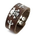 Ladys Dark Brown Leather Skull/Sword Bracelet