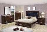 Andrea 4PC Eastern King Size Bedroom Group in Dark Oak Finish! Marble Top!