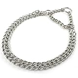 Berry Dog Pet Puppy Martingale Pinch Metal Stainless Steel Collar for Training Walking Link Double Plated Choke Chain Neck for XS Dogs 13-16"