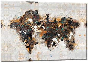 Yimei Art Modern Canvas Wall Art for Home Decor Continental Map Oil Painting Prints On Canvas Giclee Artwork 50x70cm (green)