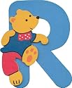 Wooden alphabet letter R with teddy bear design