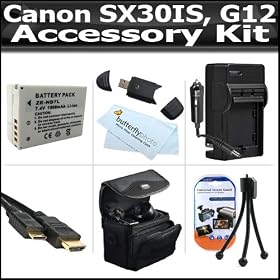Accessory Kit For The Canon SX30IS SX30 IS Canon G12 Digital Camera Includes USB 2.0 High Speed Card Reader + Extended Replacement NB-7L (1500 mAH) Battery + Ac/Dc Rapid Battery Charger + Deluxe Case + Mini HDMI Cable + Clear LCD Screen Protectors + More