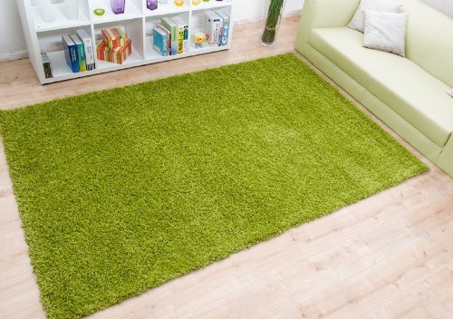 Teppich Hochflor Shaggy Metro uni grün, Größe Auswählen:160 x 230 cm