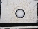 (LightaheadTM) 360 Degrees Rotating Stand (WHITE) Leather Case for Apple Ipad 2 Smart Cover for iPad 2 with Wake/sleep Ability UNIQUE EMBOSSED WHITE & GOLD FLOWER FLORAL DESIGN