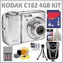 Kodak Easyshare C182 12MP Digital Camera in Silver + 4GB Deluxe Accessory Kit