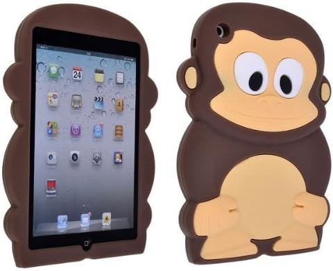 iPad Mini Case iPad Mini Cartoon Silicone Case,Tribe-Tiger 3D Cute Cartoon Monkey Soft Silicon Gel Rubber Case Cover Skin for iPad Mini(Brown Monkey)