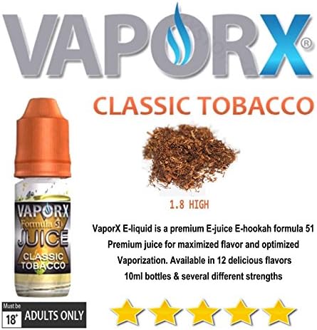 VAPORX (LOT 10 BOTTLES) * CLASSIC TO-BACCO* FORMULA 51 PREMIUM JUICE 1.8 H 100-ML