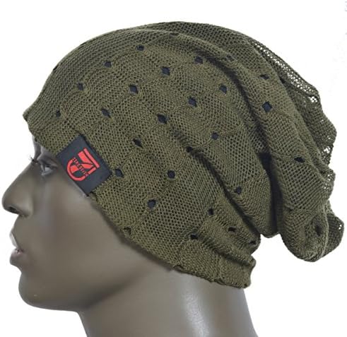 Z&amp;s Men Slouch Hollow Beanie Thin Summer Cap Skullcap B018h (W07-Green)