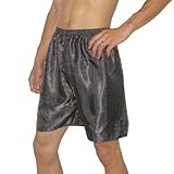 IMAGE OF SILK COUTURE: Mens Sleepwear - Silk Boxer Shorts / Pajama Lounge Shorts (Size: M-L/Black)