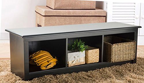 Merax® 47" Wide Soild Wood Entryway Storage Bench with Shoe Storage Black