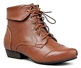 INDY-11 Lace Up Oxford Cuffed Anke Bootie Boot,Indy-11 Tan 8